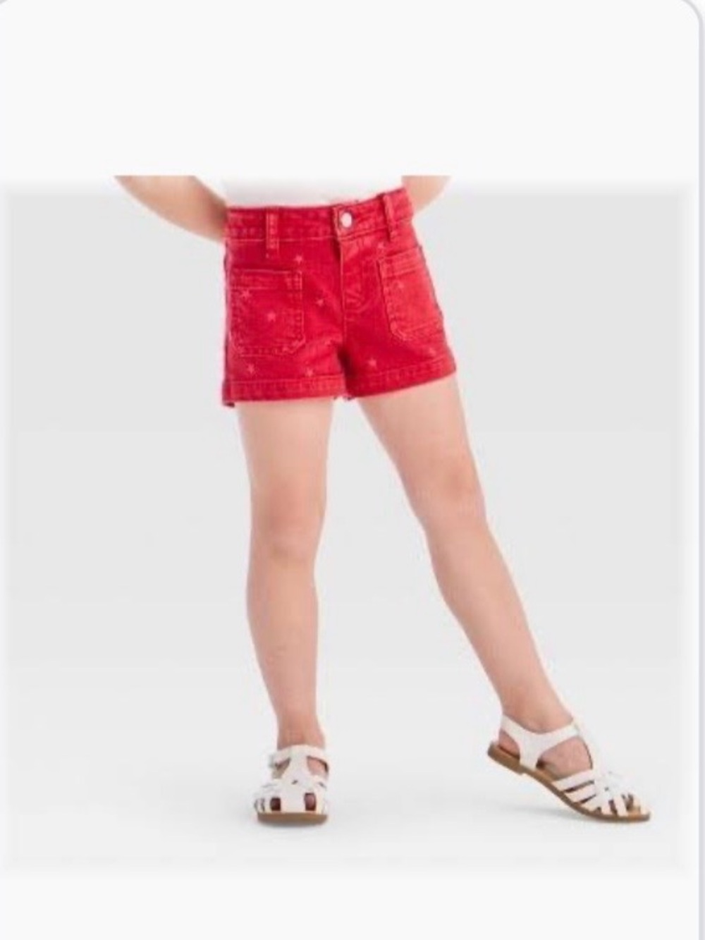 Cat & Jack Red Star-Print Denim Shorts